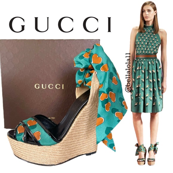 AUTHENTIC GUCCI WEDGE SANDALS - Picture 1 of 17